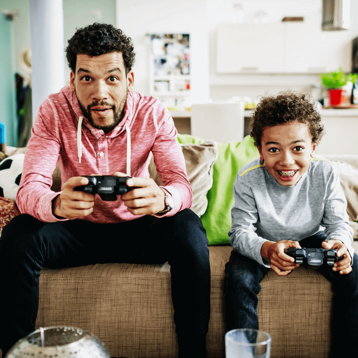 Dad and son gaming