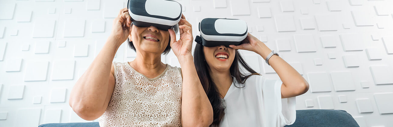 grandma and granddaughter playing VR